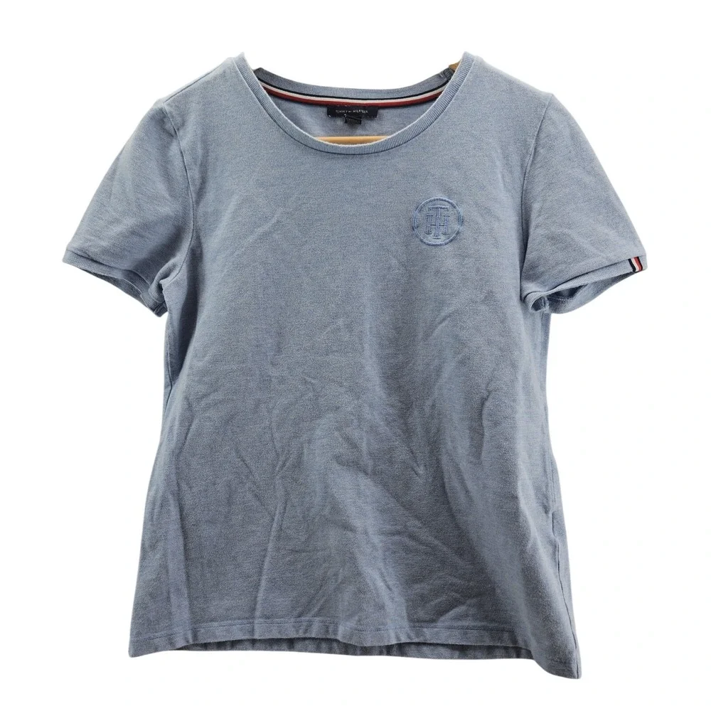 Tommy Hilfiger Women Short Sleeve Cotton Grey-Blue‎ T-shirt Small